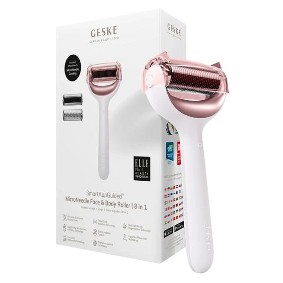 Электронный роллер для лица и тела с микроиглами GESKE MicroNeedle Face&Body Roller 8в1 gray, Бронзовый