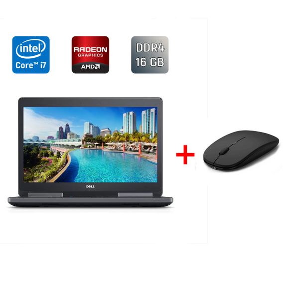 Мобильная рабочая станция Dell Precision 7520 / 15.6" (1920x1080) IPS / Intel Core i7-7700HQ (4 (8) ядра по 2.8 - 3.8 GHz) / 16 GB DDR4 / 256 GB SSD / AMD Radeon Pro WX 4150, 4 GB GDDR5, 128-bit / HDMI б/у + Подарок Мышь / USB
