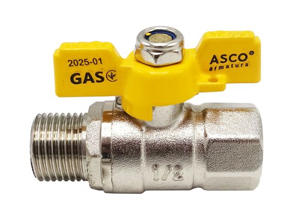 Кран кульовий нікель для газу Nickel PRO 1/2" ЗВ PN20 жовтий метелик  ASCO 1/26 | Зображення 4