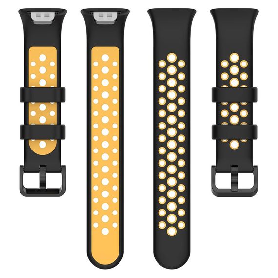 Силиконовый ремешок Primo Perfor Classic для фитнес браслета Xiaomi Smart Band 7 Pro - Black-Yellow | Зображення 3