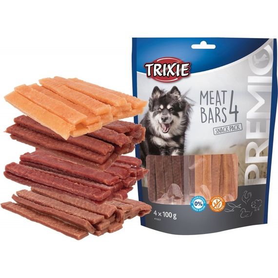 Ласощі для собак з лососем, куркою, бараниною та качкою Trixie Premio 4 Meat Bars, 400 гр | Зображення 1
