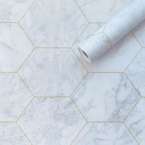 Самоклеюча плівка 0,45х10м х 0,07мм Малахітовий мармур золоті соти SW-00001214