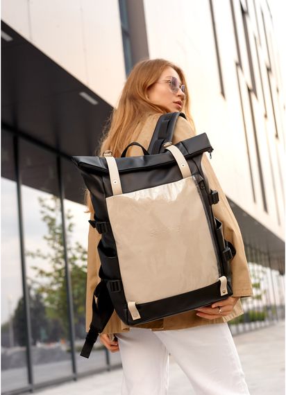 Жіночий рюкзак Sambag RollTop Hacking чорно-сірий 41 x 30 x 16 см (24460130)