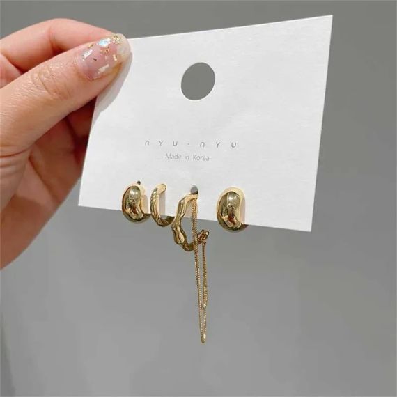 Сережки + кафа золотистого кольору