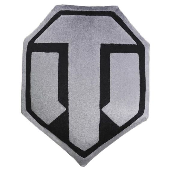 Подушка декоративна лого гри "World of Tanks" WG043334 семикутна, сіро-чорна