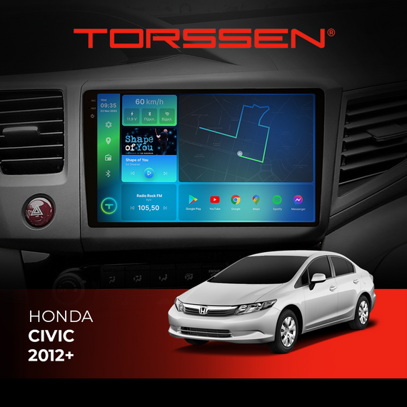 Штатна магнітола Torssen 2K Honda Civic 2012+ F96128 4G Carplay DSP