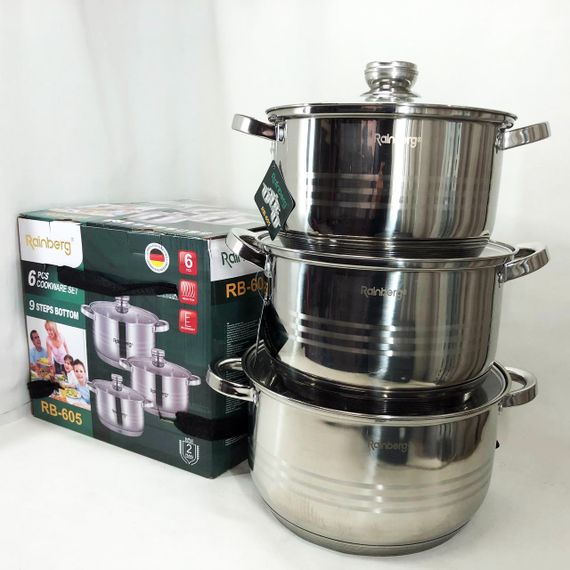 Набір каструль Rainberg RB-605 капсульне 9-ти шарове дно | Зображення 2