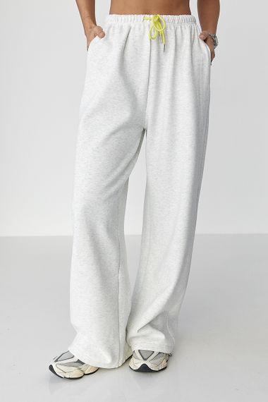 Утеплені однотонні спортивні штани - світло-сірий цвет, L (є розміри) | Зображення 4