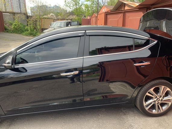 Ветровики с хромом (4 шт, Niken) для Hyundai Elantra 2015-2020 гг | Зображення 1