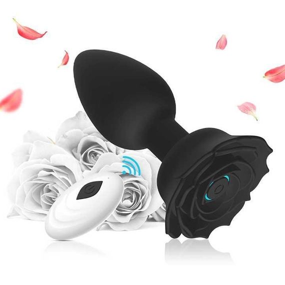 Силіконова анальна пробка 'Rose' 10 см Чорна K0925-1