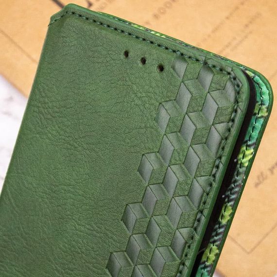 Кожаный чехол-книжка GETMAN Cubic (PU) для Oppo A38 / A18 Зеленый | Зображення 3