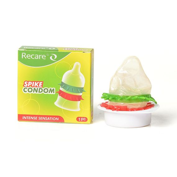 Насадка на член Recare Spike Condom Green (презерватив з рядами шипів), Зелений