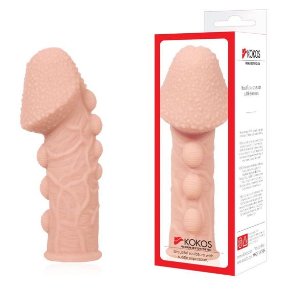 Насадка на член Kokos Extreme Sleeve ES.09 размер M, утолщающая, стимулирующий рельеф, Телесный | Зображення 3