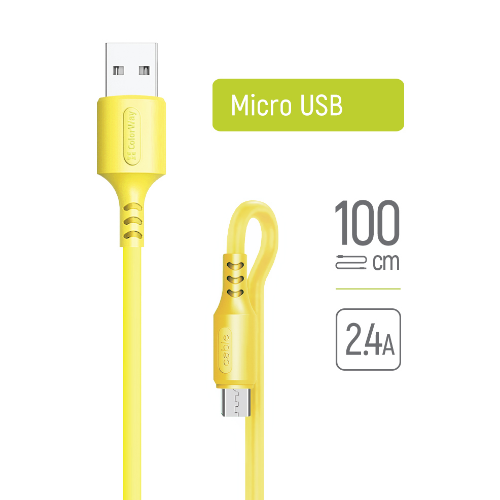 Кабель USB MicroUSB ColorWay CW-CBUM043-Y 2,4A 1м жовтий | Зображення 1