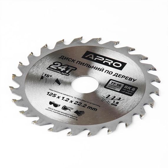 Диск пильный по дереву 125х22,2х24Т APRO | Зображення 1