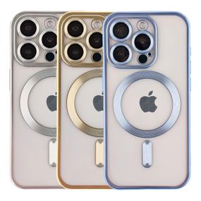 Чехол TPU Metallic Chrome з повним захистом камери with Magsafe для Iphone 13 Pro Цвет Chrome Синій
