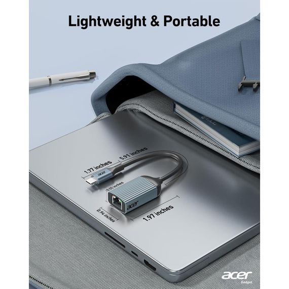 Адаптер Acer USB-C — Ethernet (RJ45) — перехідник Type-C до мережевого інтерфейсу, сумісний із Thunderbolt 3/4, алюмінієвий корпус | Зображення 7