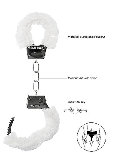 Наручники Beginners Handcuffs Furry - White Sex Aura | Зображення 5