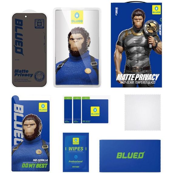 Захисне 2.5D скло Blueo Full Cover Anti-Peep Matte для Apple iPhone 17 Air (6.5") Чорний | Зображення 3