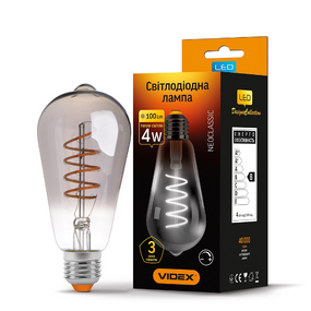 Лампа ST64 4W E27 2100К 220V Filament GD LED Videx
