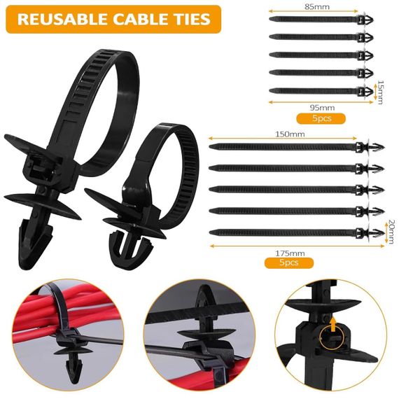 Набір автомобільних кліпс 925 шт з органайзером, 26 розмірів, пластикові затискачі для авто кріплень, обшивки дверей, бампера | Зображення 2