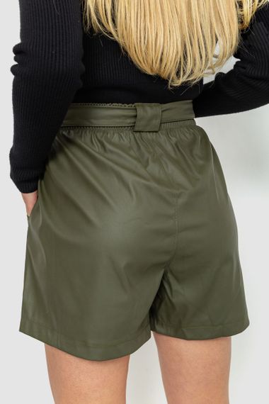 Шорти жіночі з екошкіри, колір хакі, 102R295-1 | Зображення 3