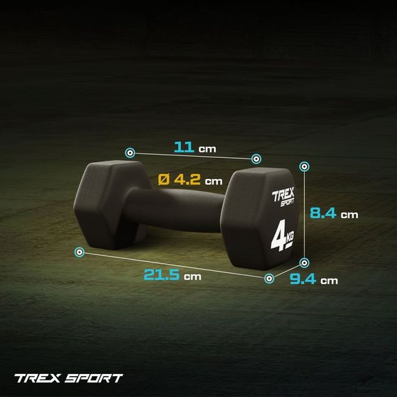 Гантелі для фітнесу неопренові TREX Sport TX-040VD 2x4кг | Зображення 2