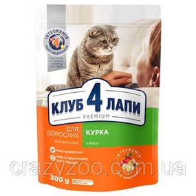 Сухой корм для взрослых кошек Club 4 Paws Chiken Клуб 4 лапы со вкусом куриного филе 300 г B4610411