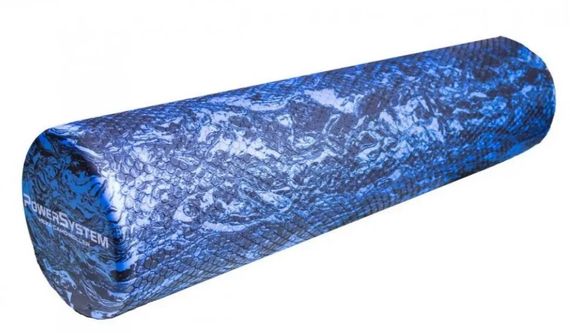 Масажний ролик (роллер) гладкий Power System PS-4089 Hexa Camo Roller Black/Blue (60x15см) (PS_4089BB-0)