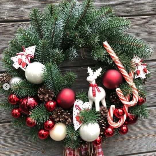 Вінок новорічний різдвяний Premium з литої хвої d-45 см зелений | Зображення 2