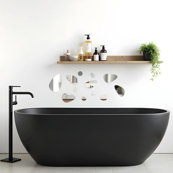 Дзеркальний декор акриловий самоклеючий Камінці срібло, 12шт (D) SW-00002496 | Зображення 5