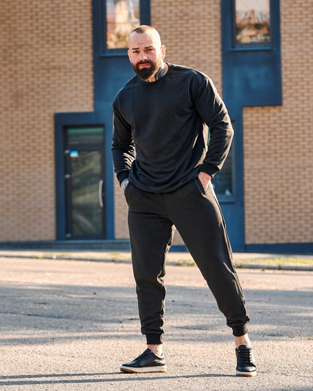 Костюм свитшот чёрный S L