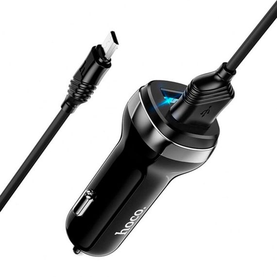 Набір АЗУ 12-24V HOCO Z40 кабель Micro, 2xUSB, 2.4A, кабель 1м, Black, Box | Зображення 2