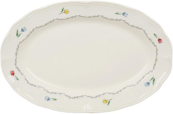 Набір 6 порцелянових овальних тарілок "Vintage Tulip" 33х22см