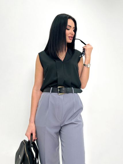 Жіночі класичні укорочені штани зі стрілками внизу звужені розмір 56 колір сірий  GF1704 | Зображення 4