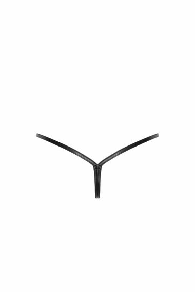Трусики под кожу Noir Handmade P012 Wild crocodile wetlook thong with double opening Черные M | Зображення 5