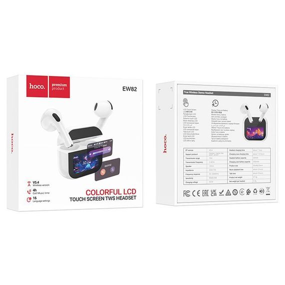 Бездротові TWS навушники Hoco EW82 Sparkle with Touch Screen White | Зображення 1
