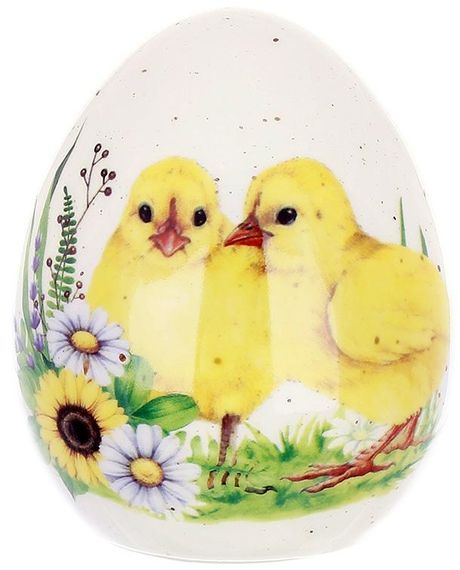 Великоднє керамічне яйце "Happy Easter" Курчата Ø5.5х7см, декоративне яйце
