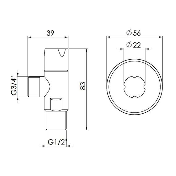Кран кутовий Thermo Alliance Standart (ручка кругла) з керам.буксою 1/2"Н х 3/4"Н SF342W1520 | Зображення 1