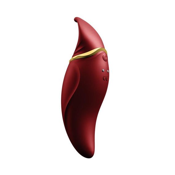 Вибратор 2в1 с язычком Zalo — Hero Wine Red, кристалл Swarovski Sex Aura | Зображення 2