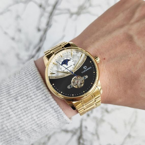Механические класические мужские часы Forsining 8179 Gold
