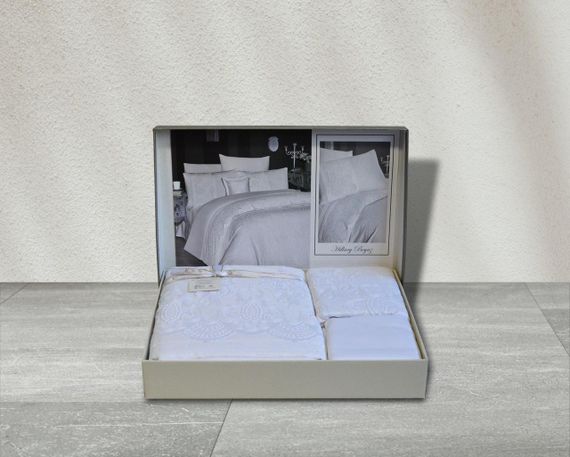 Комплект постельного белья First Choice Vip Satin Moonlight 200x220 см Hillary White | Зображення 1