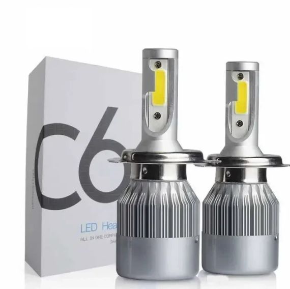 Комплект автомобильных светодиодных LED ламп с охлаждением С6 LED H4 LED лампы для авто 3800Лм