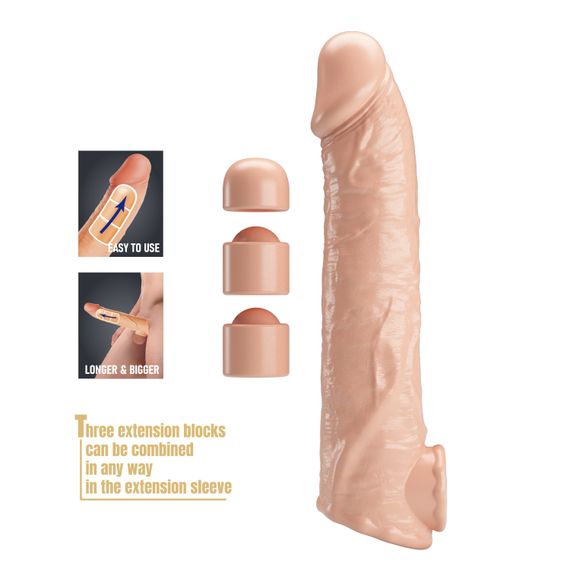 Подовжуюча насадка на член - Pretty Love Extension Penis Sleeve Flesh, 26 см | Зображення 2