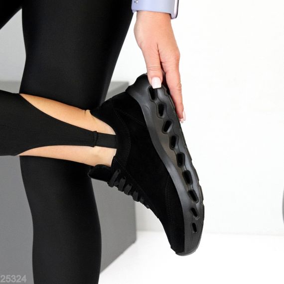 Молодіжні дизайнерські чорні кросівки натуральна замша