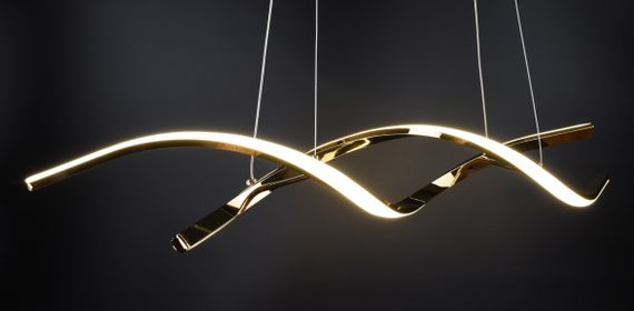 Люстра світлодіодна підвісна LED світильник для квартири на стелю лед 26971 Золото 25-100х14х120 см. | Зображення 2