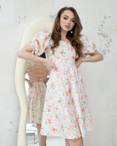 Платье "Isabella" белые коралловые цветы XS-S - M-L