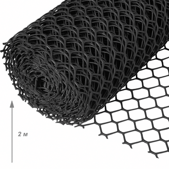 Сітка пластикова вольєрна чорна 20х20мм/2,20мм 2,00м/30,00м