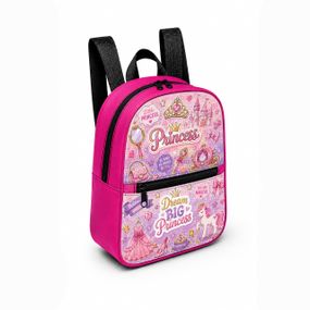 Детский мини-рюкзак розовый с принтом Princess для девочки 28×24×10 см мини-сумка детская (05212)