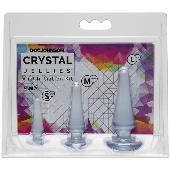 Набір анальних пробок Doc Johnson Crystal Jellies Anal - Clear, макс. діаметр 2см - 3 см - 4 см | Зображення 1